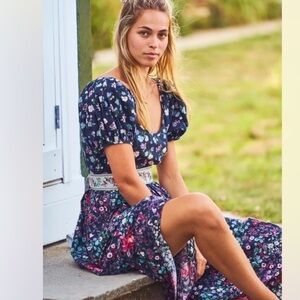 LoveShackFancy Cottagecore Lais Puff Sleeve Floral Maxi Dress NWT Size 4